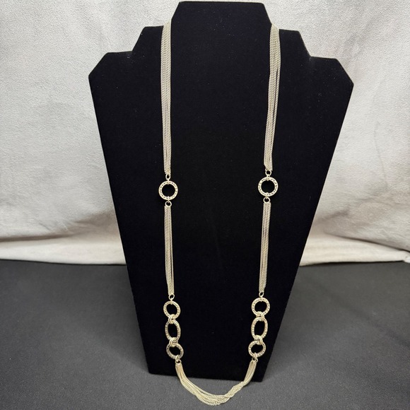 Jewelry - Multi-Strand Chain Necklace Women OS Silver Textured Link Layered